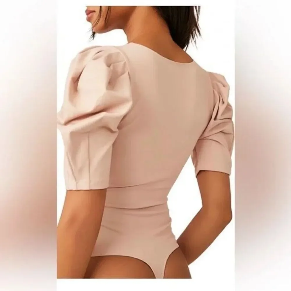 Free People Va Va Voop Puffed Sleeve Bodysuit size S